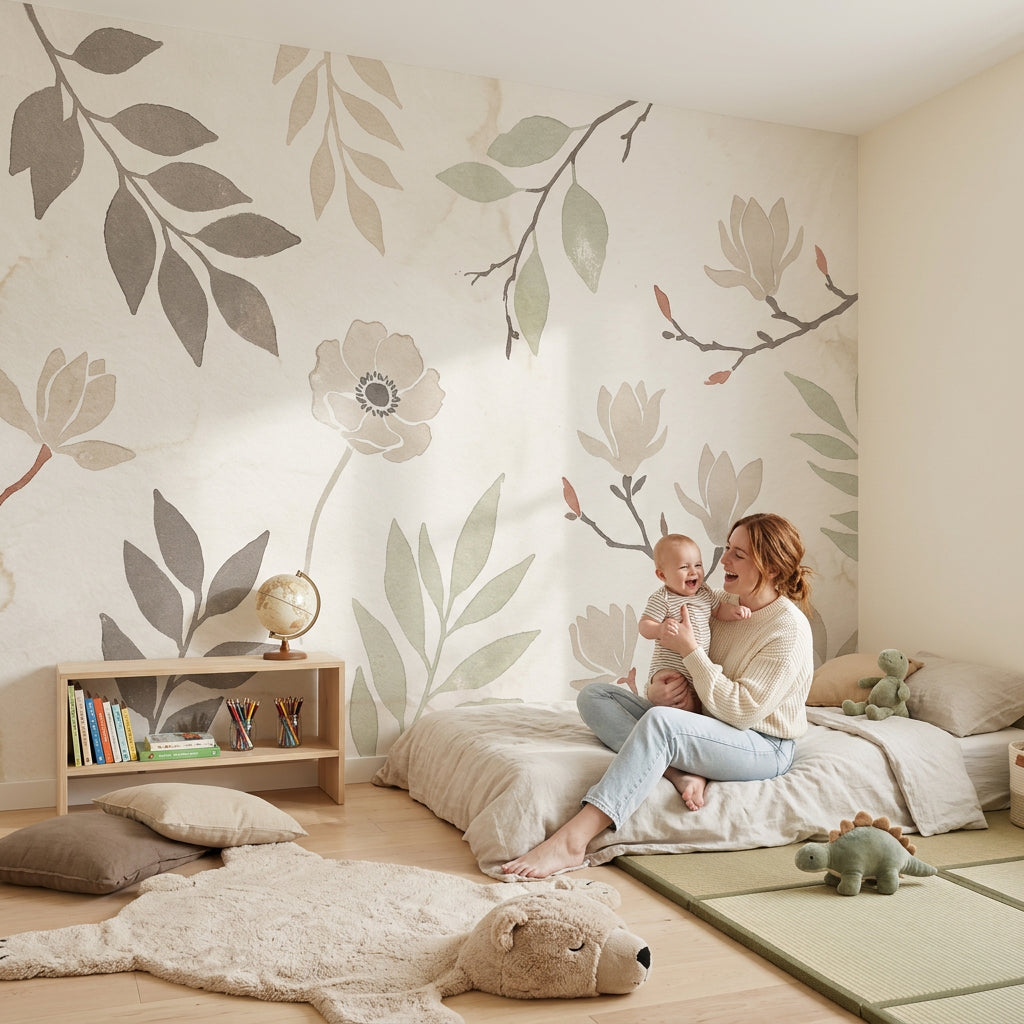 Paper Texture Wallpaper Watercolor Removable Botanical Wall Decor