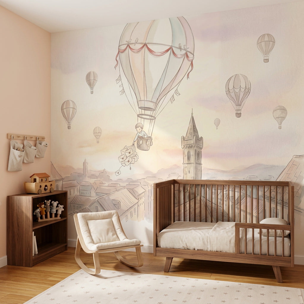 Hot Air Balloon Wallpaper Balloon Ride Removable Nursery Wall Decor