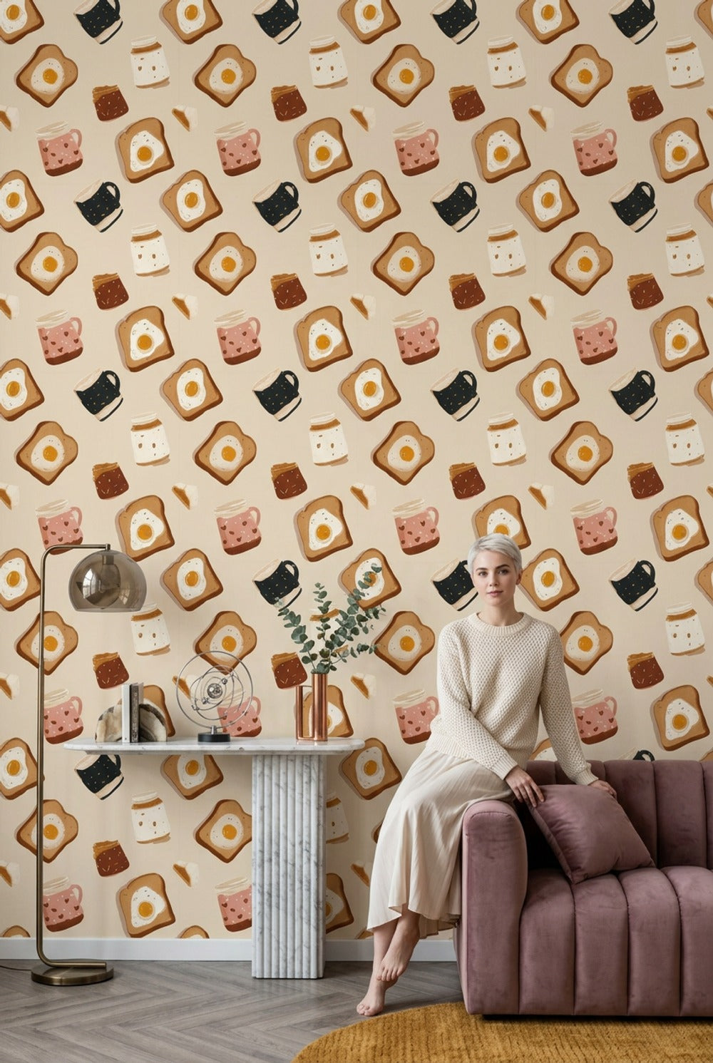 Toast And Eggs Wallpaper Jam Jars Coffee Mug Decorative Mural