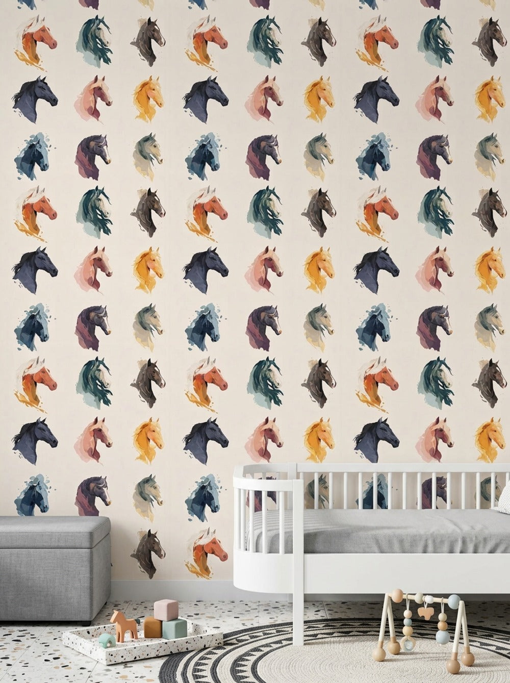 Horse Wallpaper Equestrian Removable Animal Portrait Wall Decor
