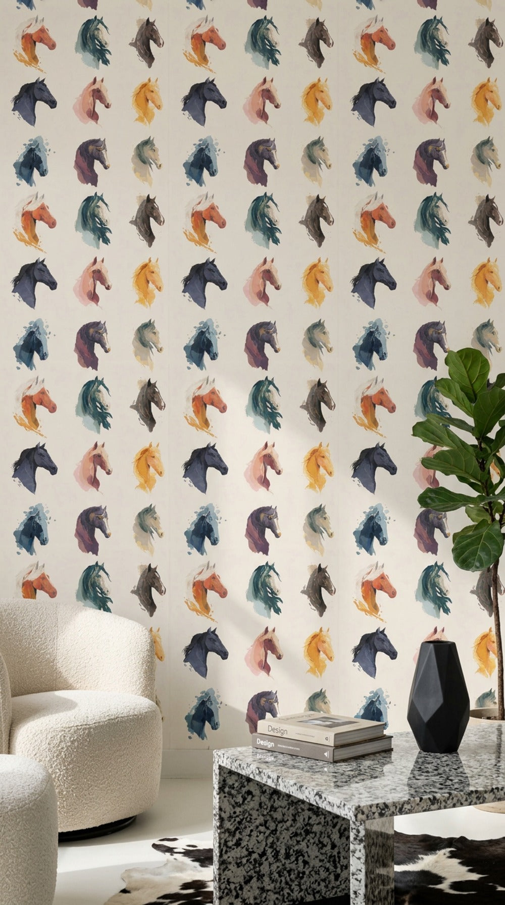 Horse Wallpaper Equestrian Removable Animal Portrait Wall Decor