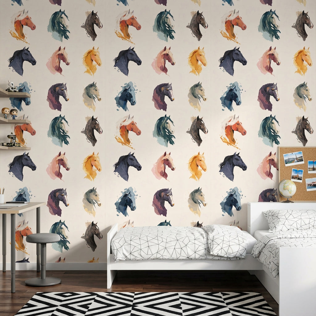 Horse Wallpaper Equestrian Removable Animal Portrait Wall Decor