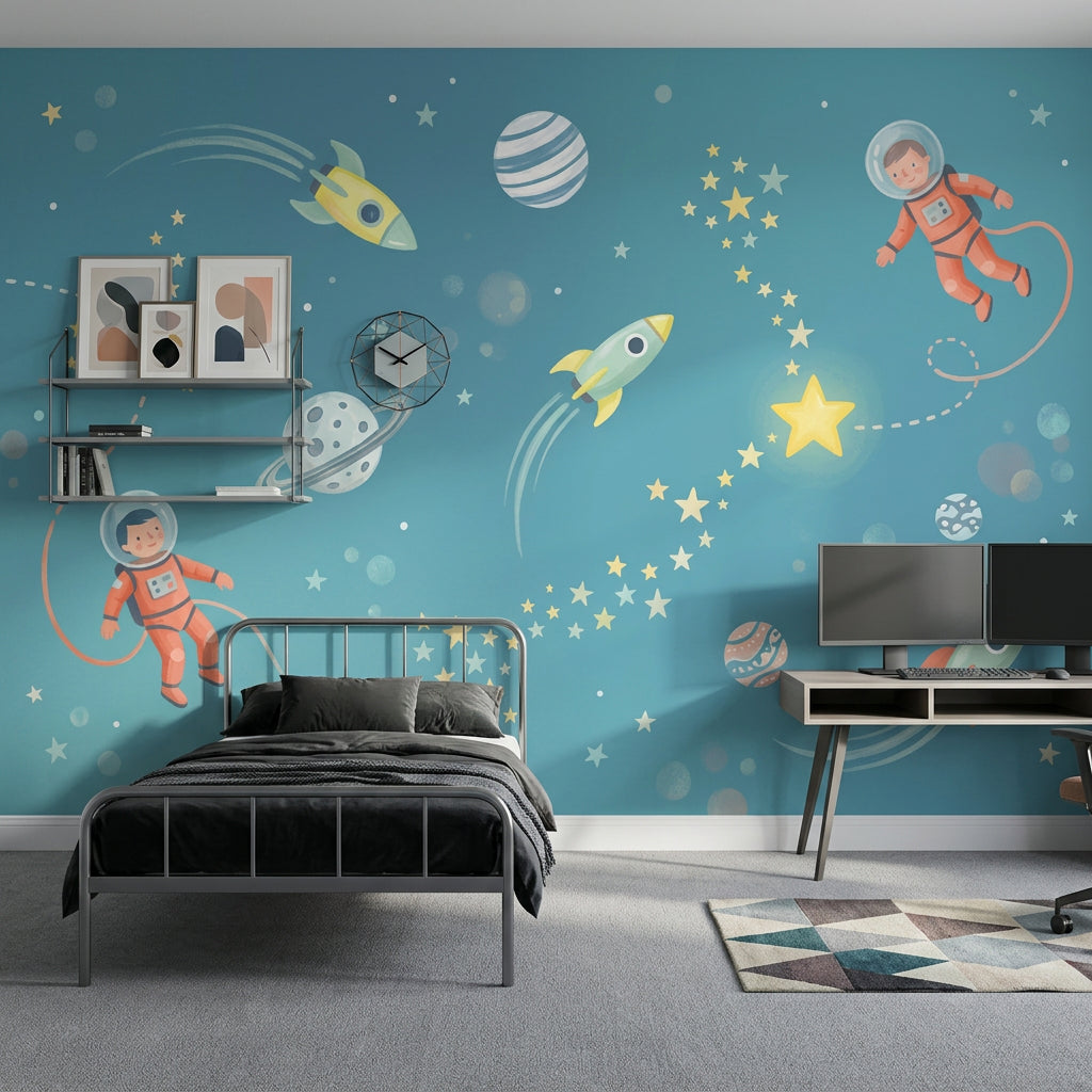 Space Wallpaper Astronauts Rockets Wall Mural