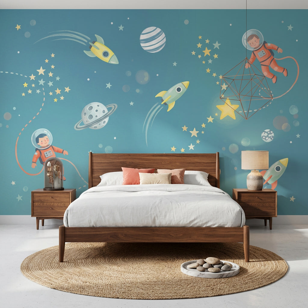 Space Wallpaper Astronauts Rockets Wall Mural