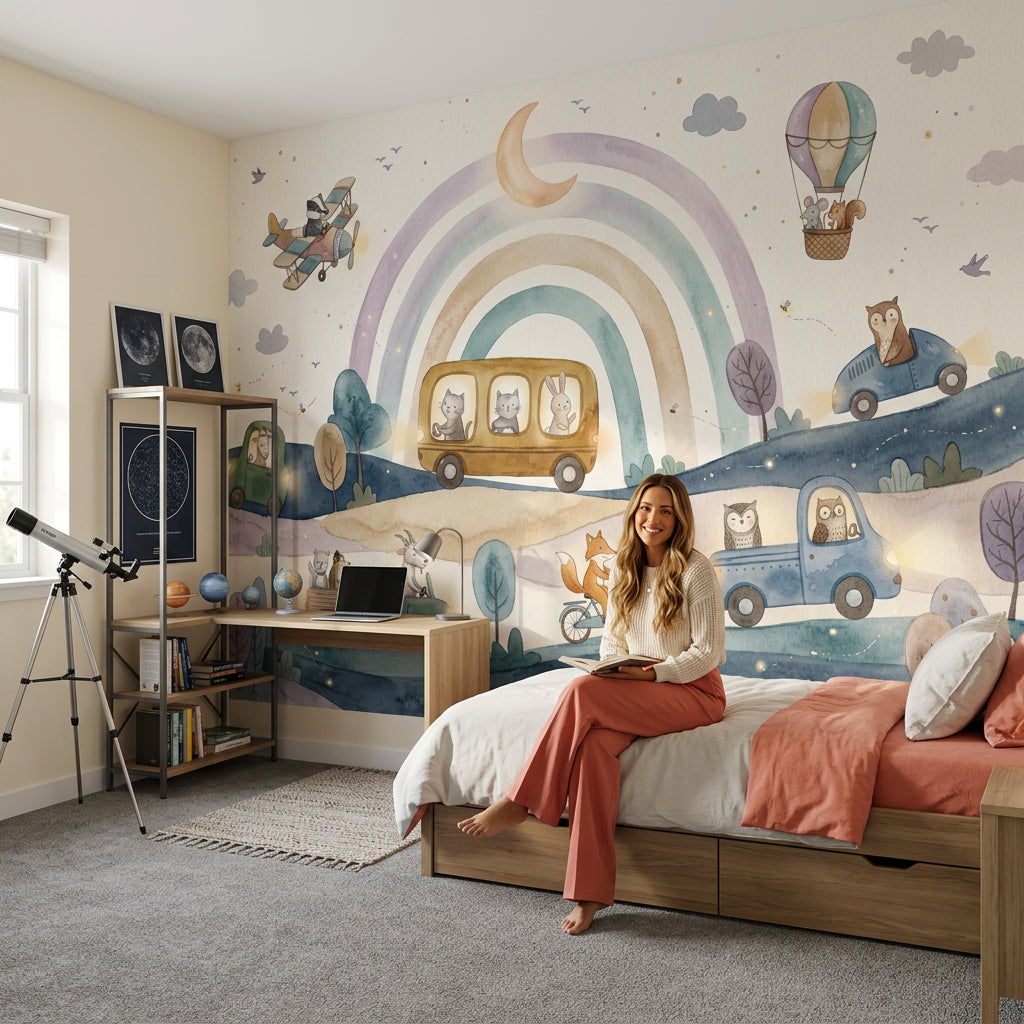 Hot Air Balloon Wallpaper Sky Adventure Removable Nursery Wall Decor