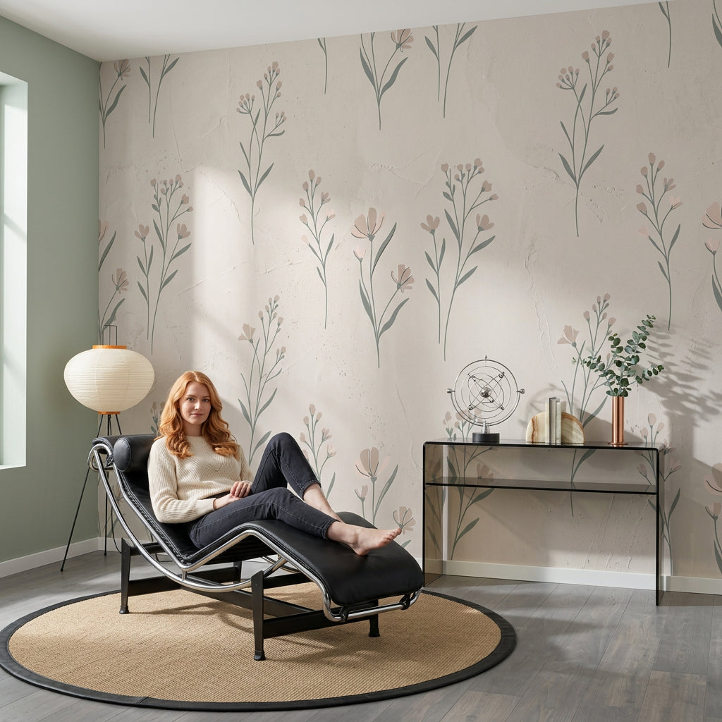 Muted Green Wallpaper Scandinavian Removable Minimalist Wall Decor