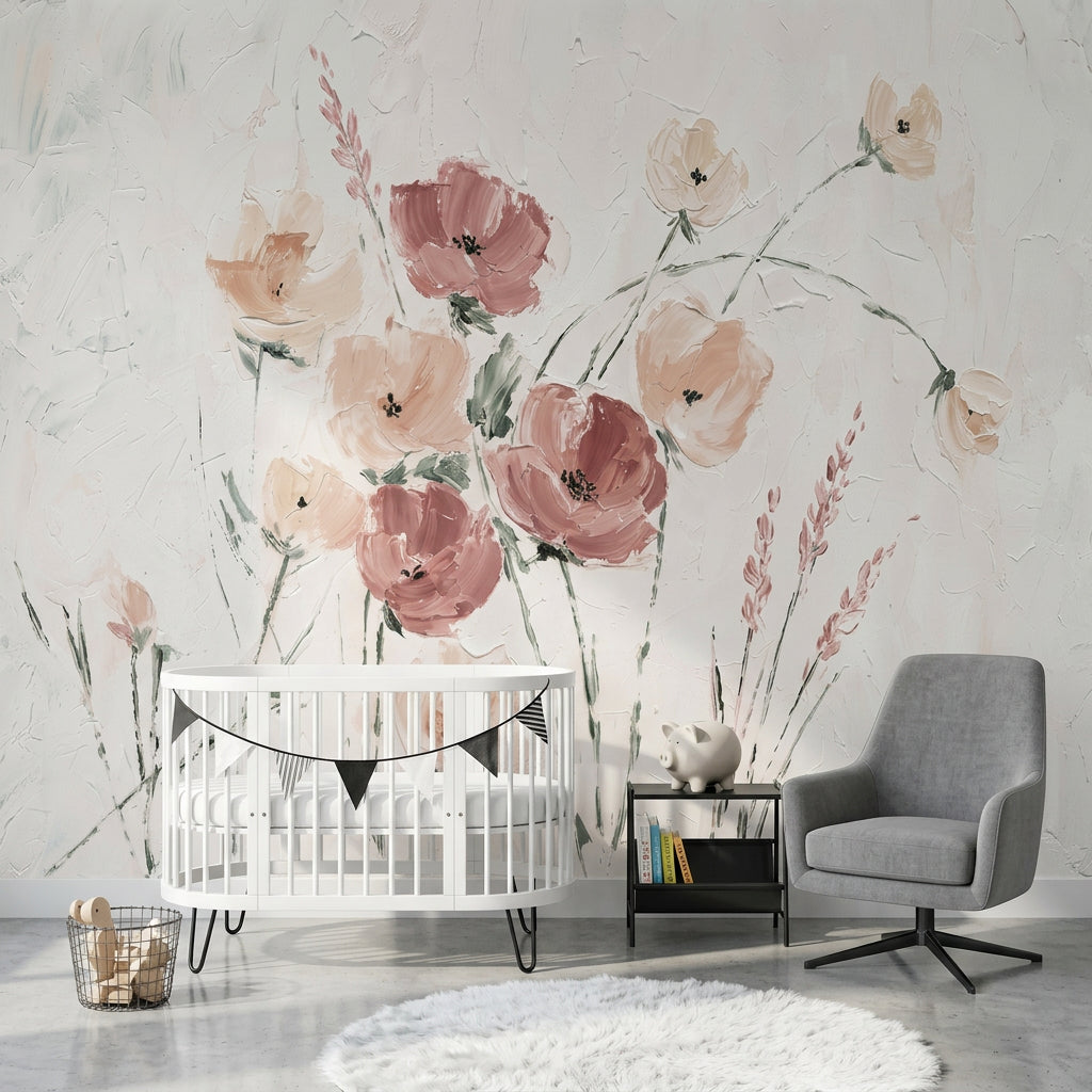 Painterly Wallpaper Wildflowers Pastel Removable Wall Decor