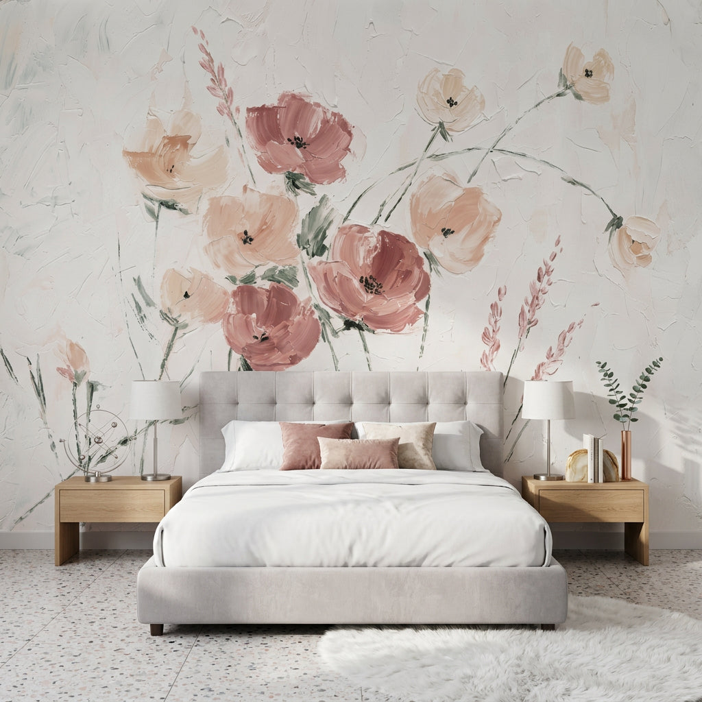 Painterly Wallpaper Wildflowers Pastel Removable Wall Decor
