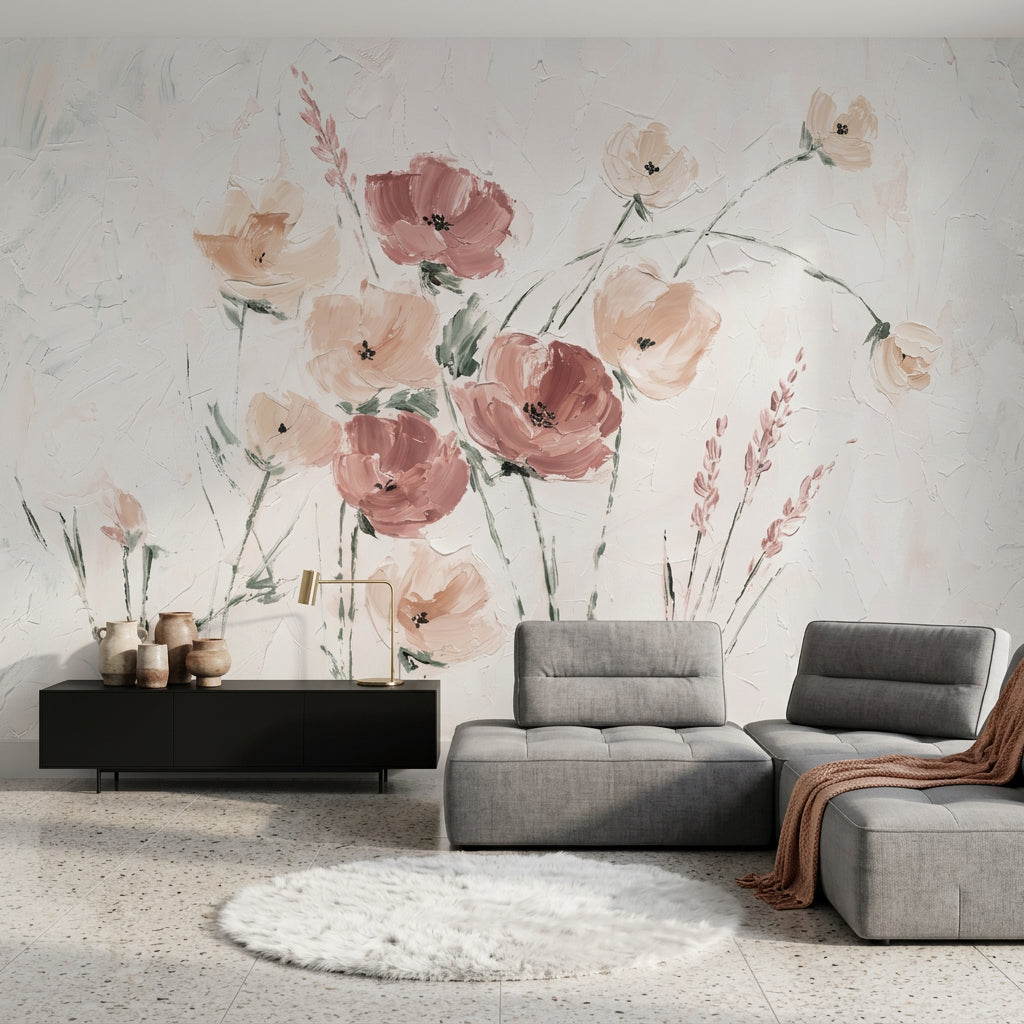 Painterly Wallpaper Wildflowers Pastel Removable Wall Decor