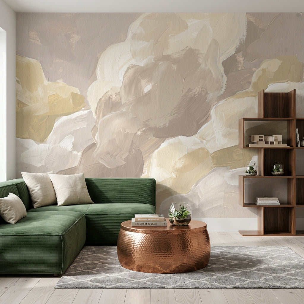 Abstract Wallpaper Painterly Brushstrokes Removable Neutral Tones Wall Decor