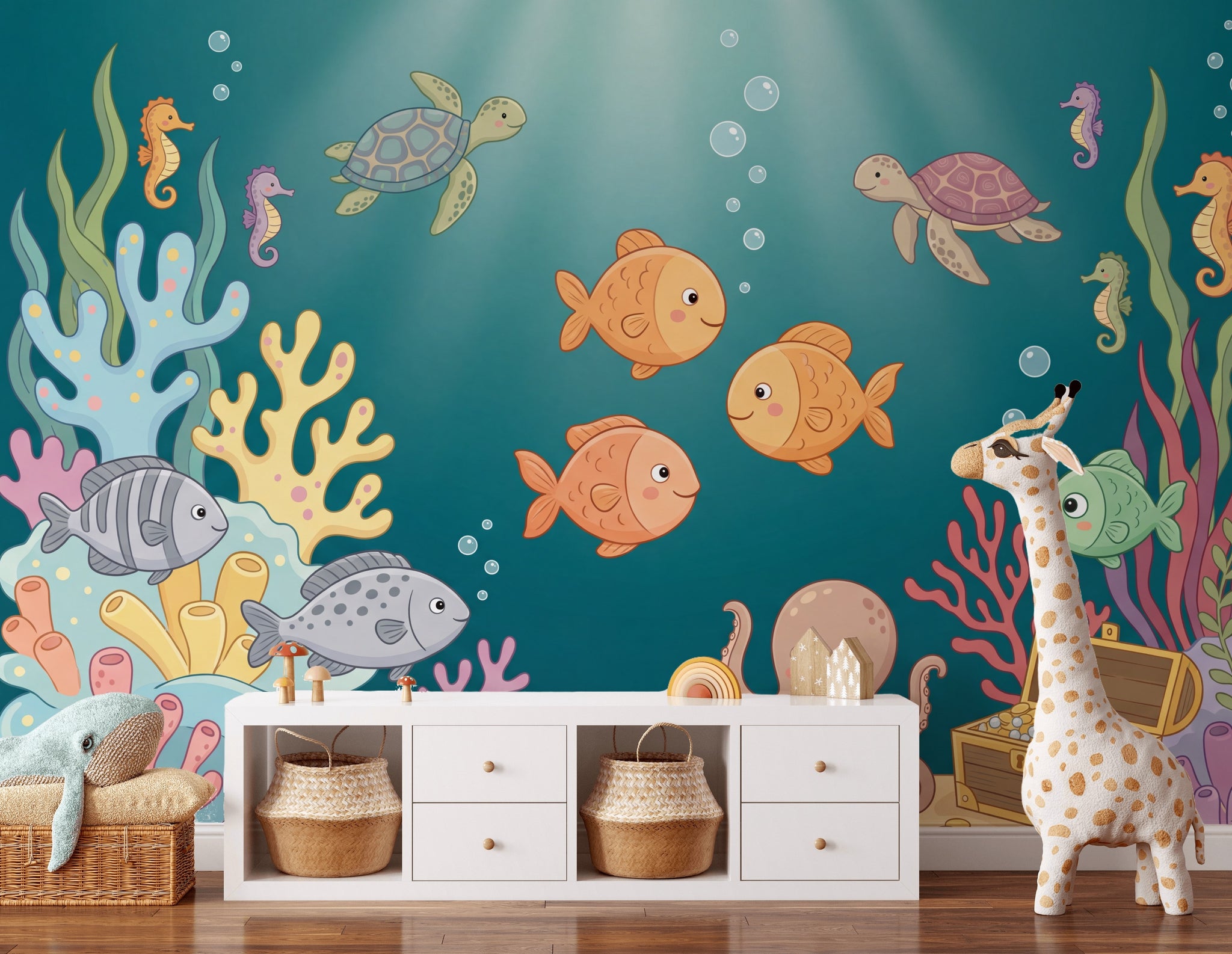 Underwater Wallpaper Ocean Cartoon Wall Mural