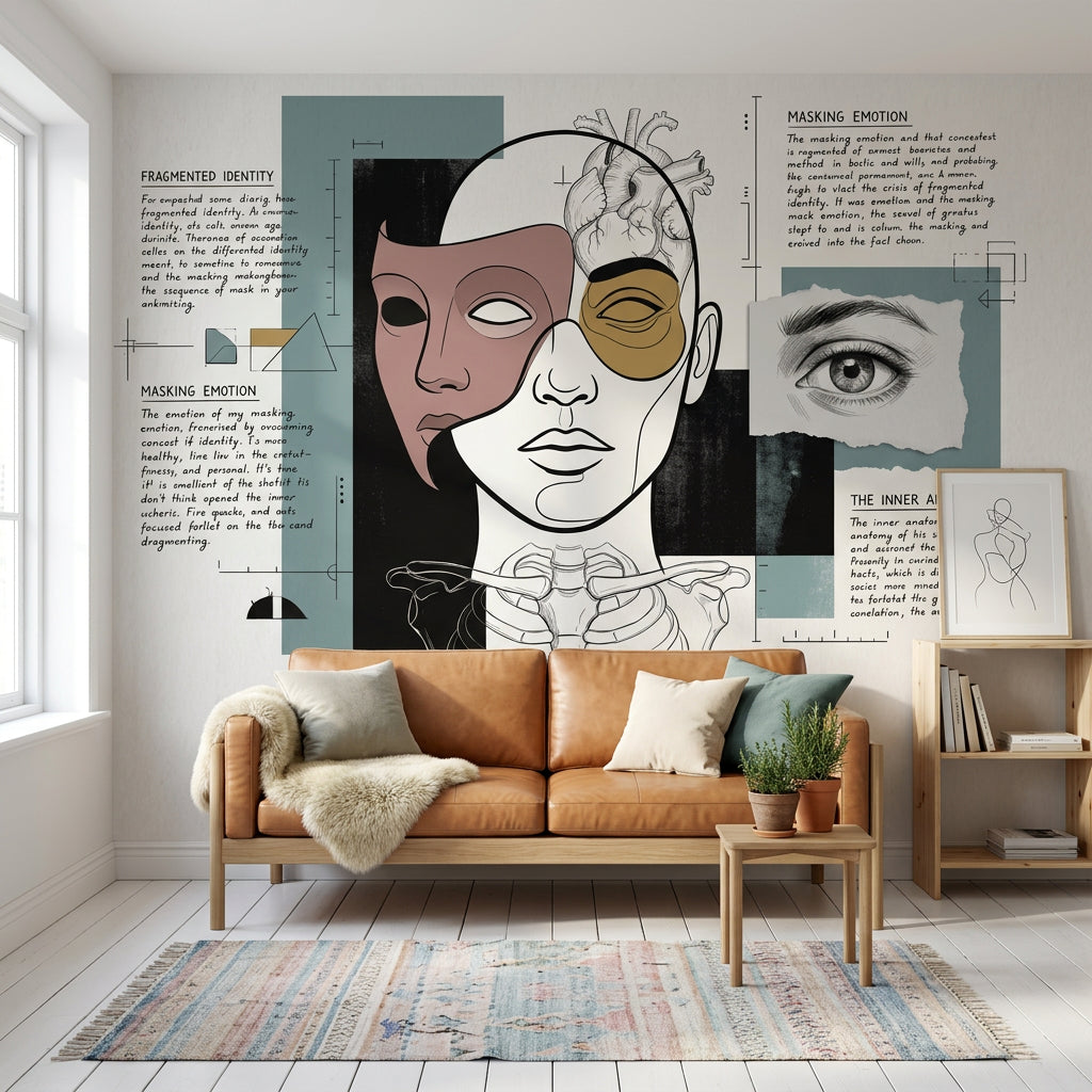 Abstract Portrait Wallpaper Anatomy Illustration Collage Removable Wall Decor