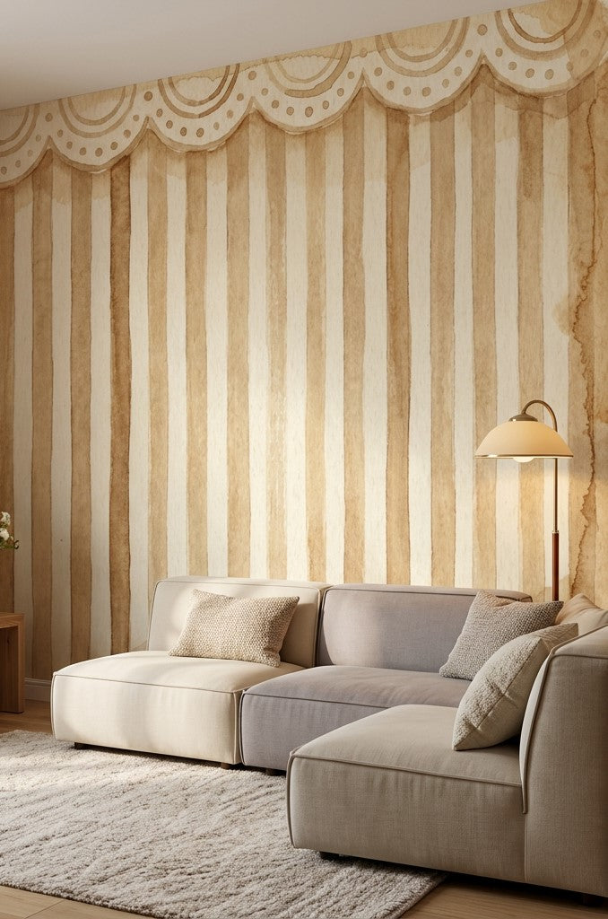 Watercolor Texture Wallpaper Aged Paper Striped Wall Mural