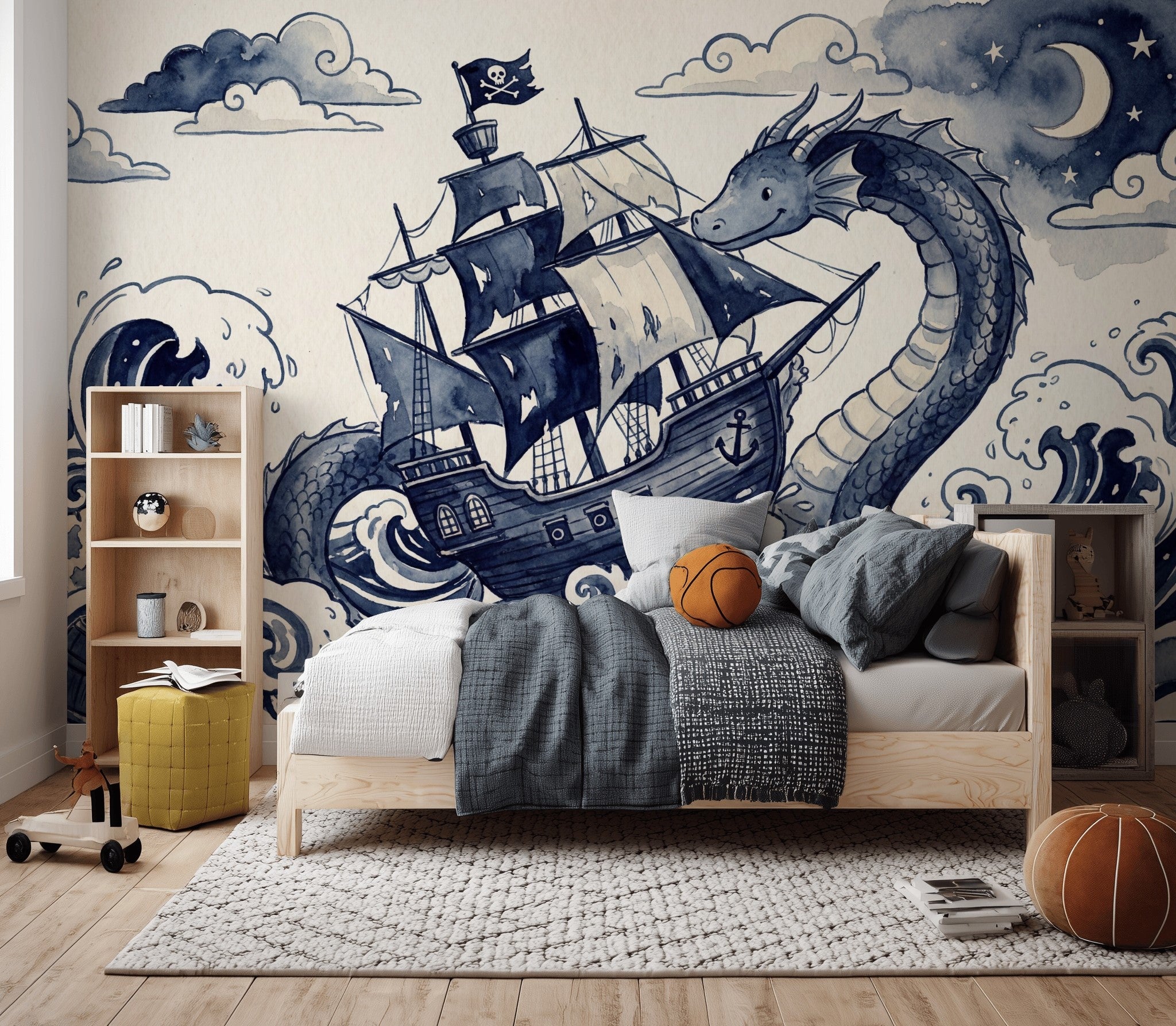 Pirate Ship Wallpaper Nautical Sea Serpent Wall Mural