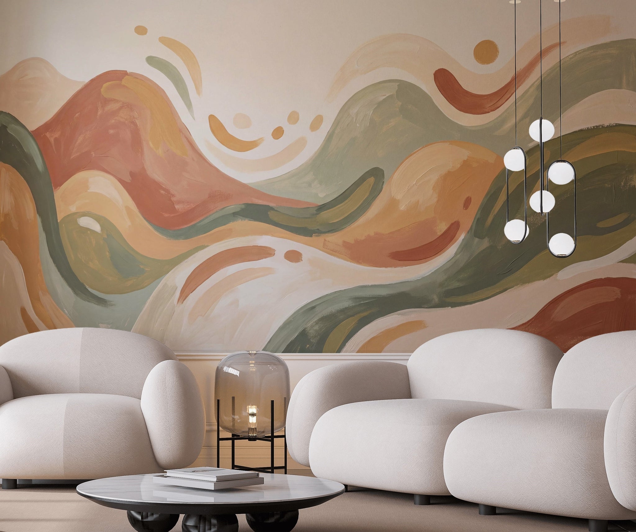 Abstract Landscape Wallpaper Rolling Hills Earth Tones Wall Mural
