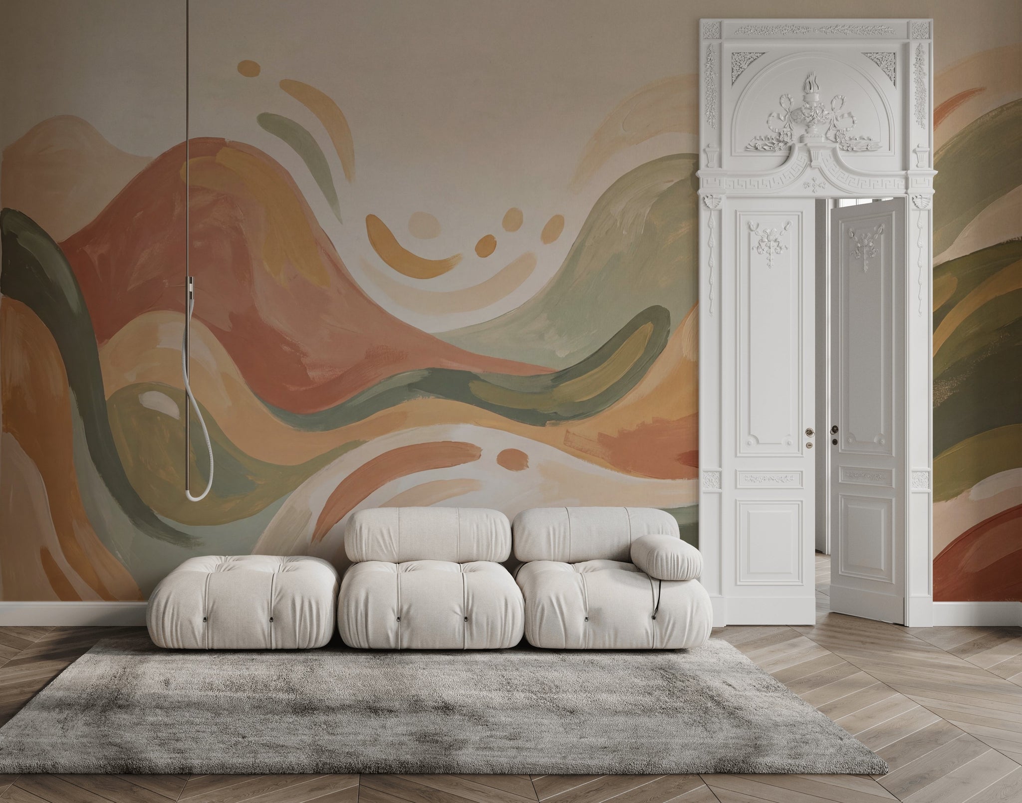 Abstract Landscape Wallpaper Rolling Hills Earth Tones Wall Mural