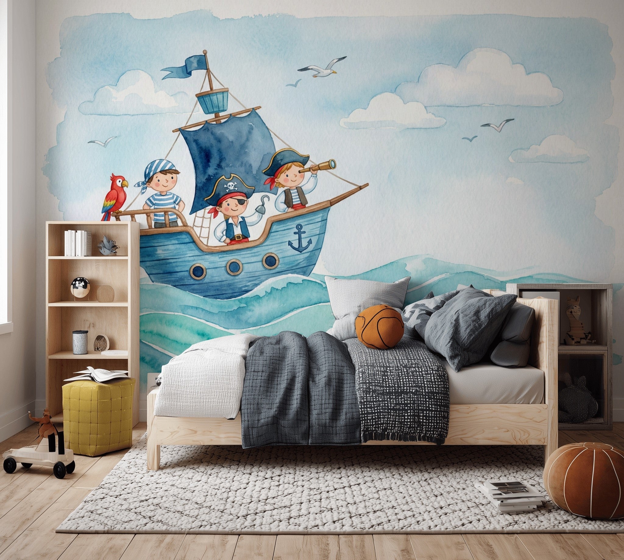Pirate Ship Wallpaper Nautical Ocean Waves Wall Mural
