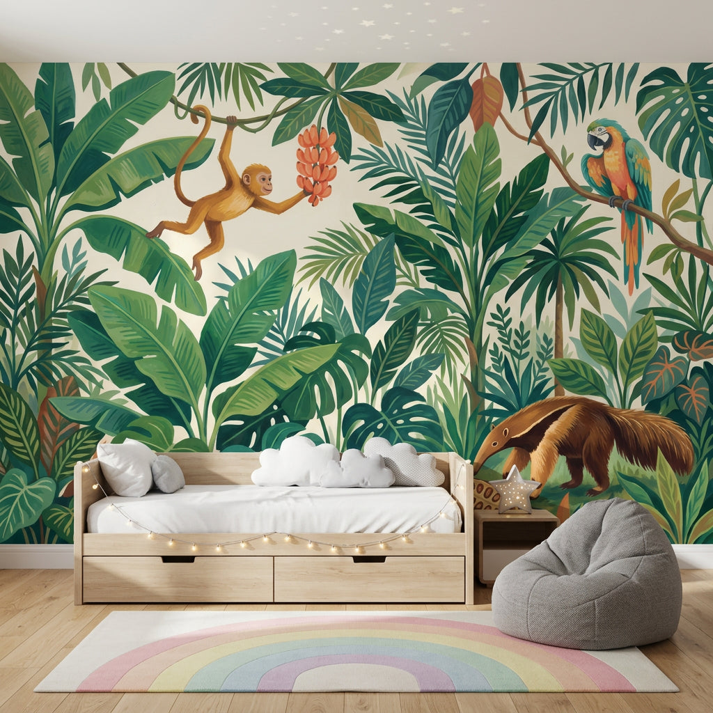 Jungle Vibe Wallpaper Shades Of Green Removable Jungle Vibe Wall Decor