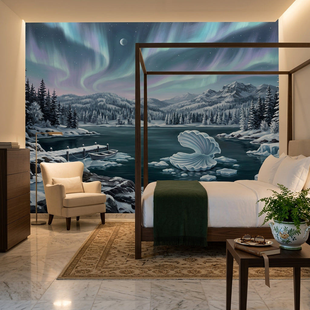 Aurora Borealis Wallpaper Northern Lights Arctic Sky Removable Wall Decor