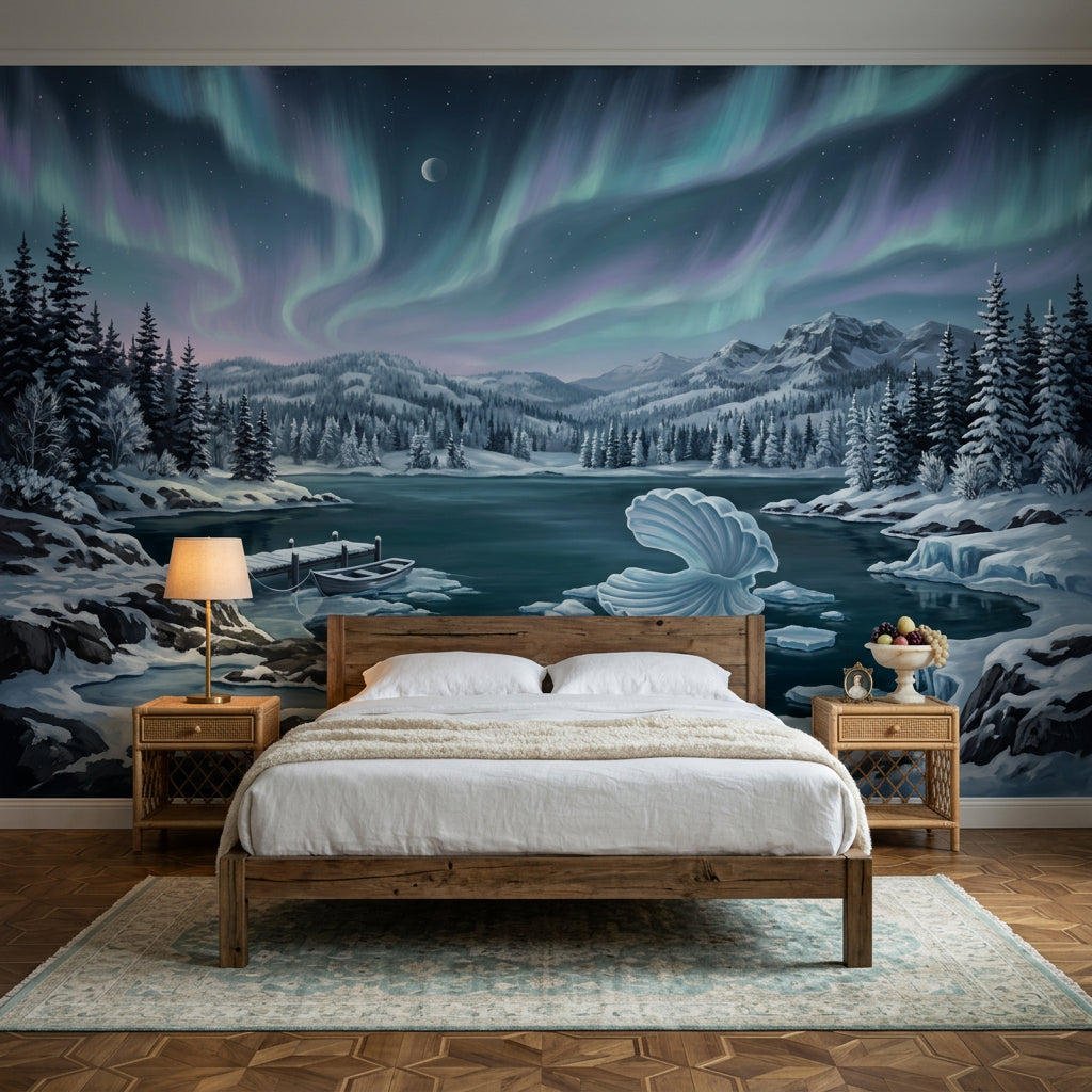 Aurora Borealis Wallpaper Northern Lights Arctic Sky Removable Wall Decor