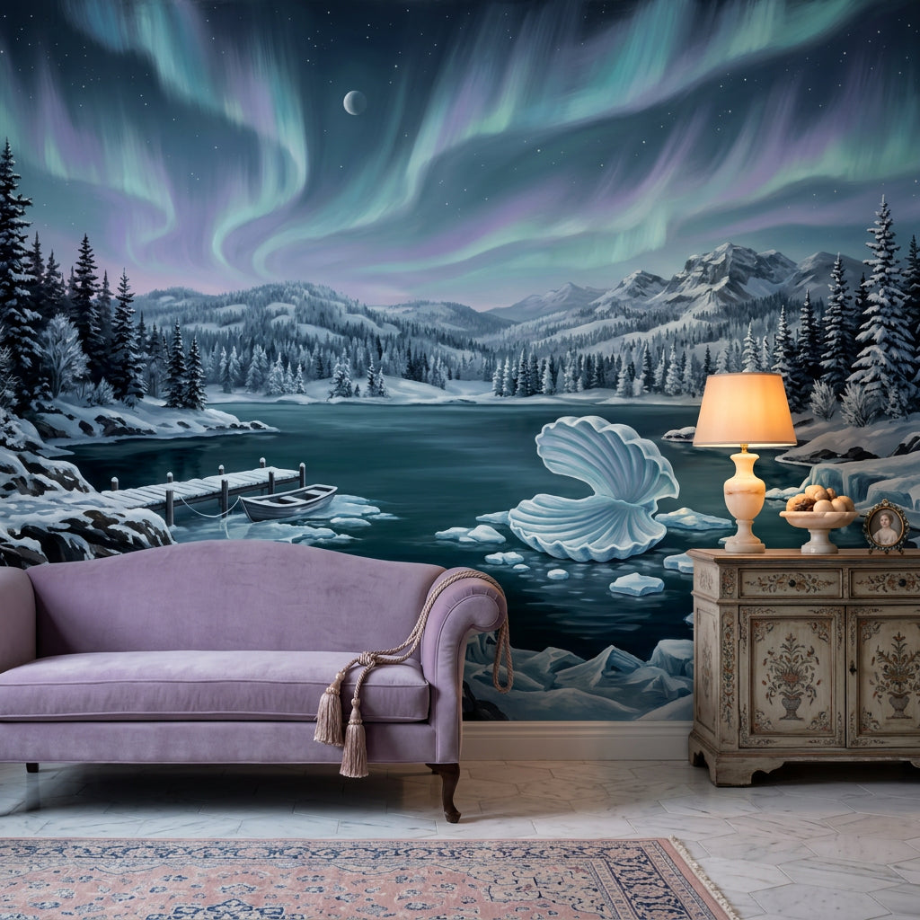 Aurora Borealis Wallpaper Northern Lights Arctic Sky Removable Wall Decor