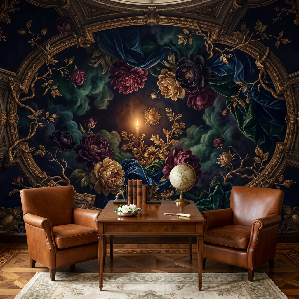 Baroque Floral Wallpaper Rococo Removable Gilded Wall Decor
