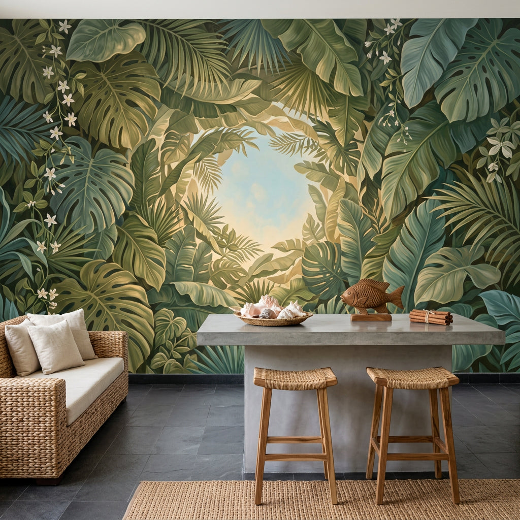 Tropical Foliage Wallpaper Botanical Leaves Monstera Wall Mural