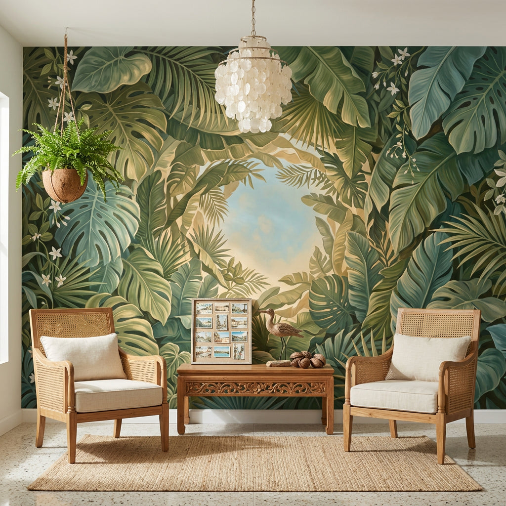 Tropical Foliage Wallpaper Botanical Leaves Monstera Wall Mural