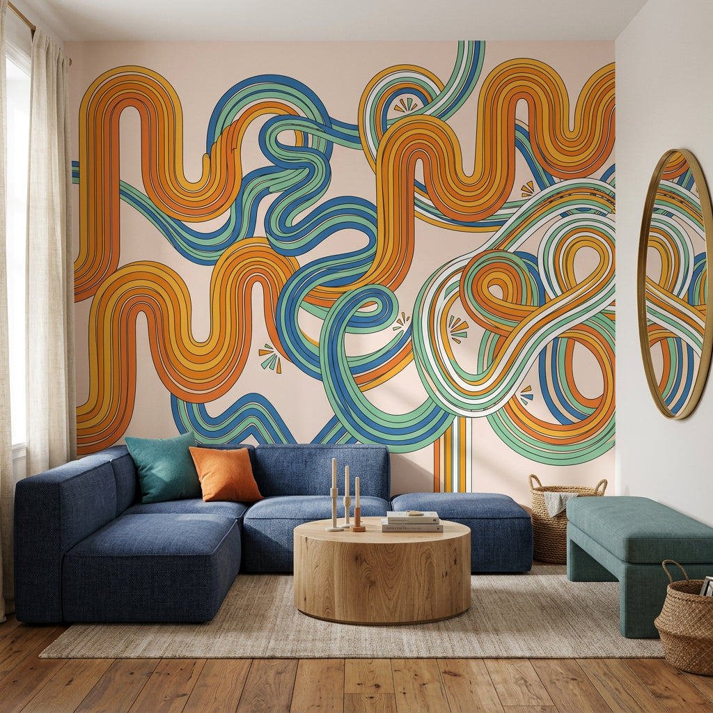 Mid Century Modern Wallpaper Atomic Retro Removable Wall Decor