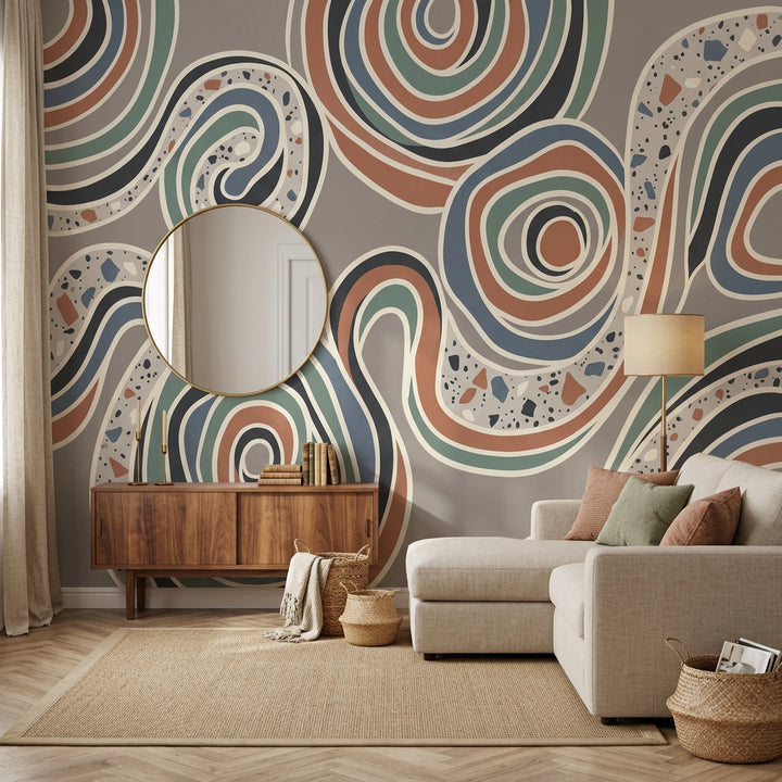 Mid Century Modern Wallpaper Abstract Pattern Removable Wall Decor
