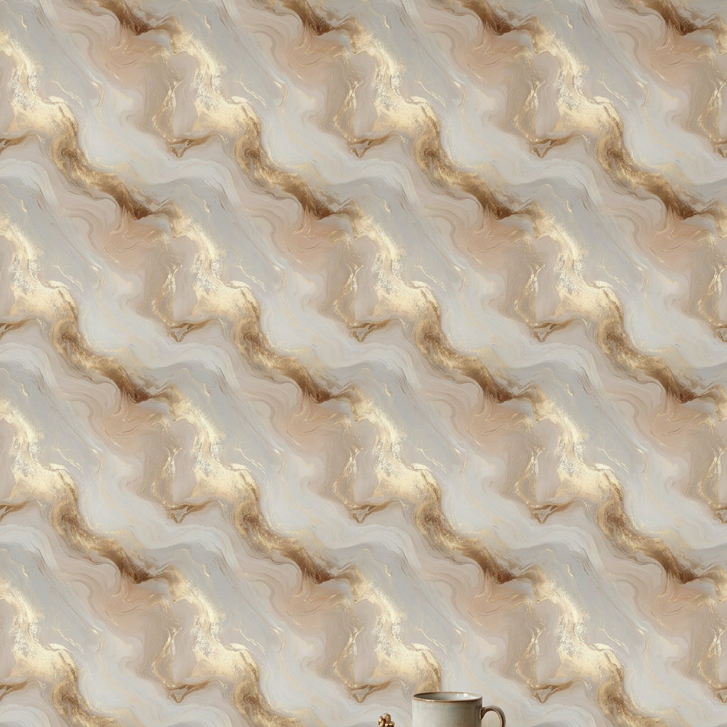 Abstract Marble Wallpaper Fluid Swirl Metallic Gold Removable Wall Decor