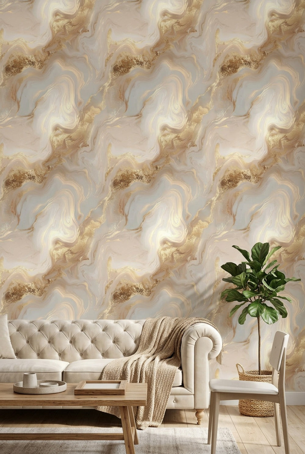 Marble Wallpaper Abstract Removable Gold Metallic Wall Decor
