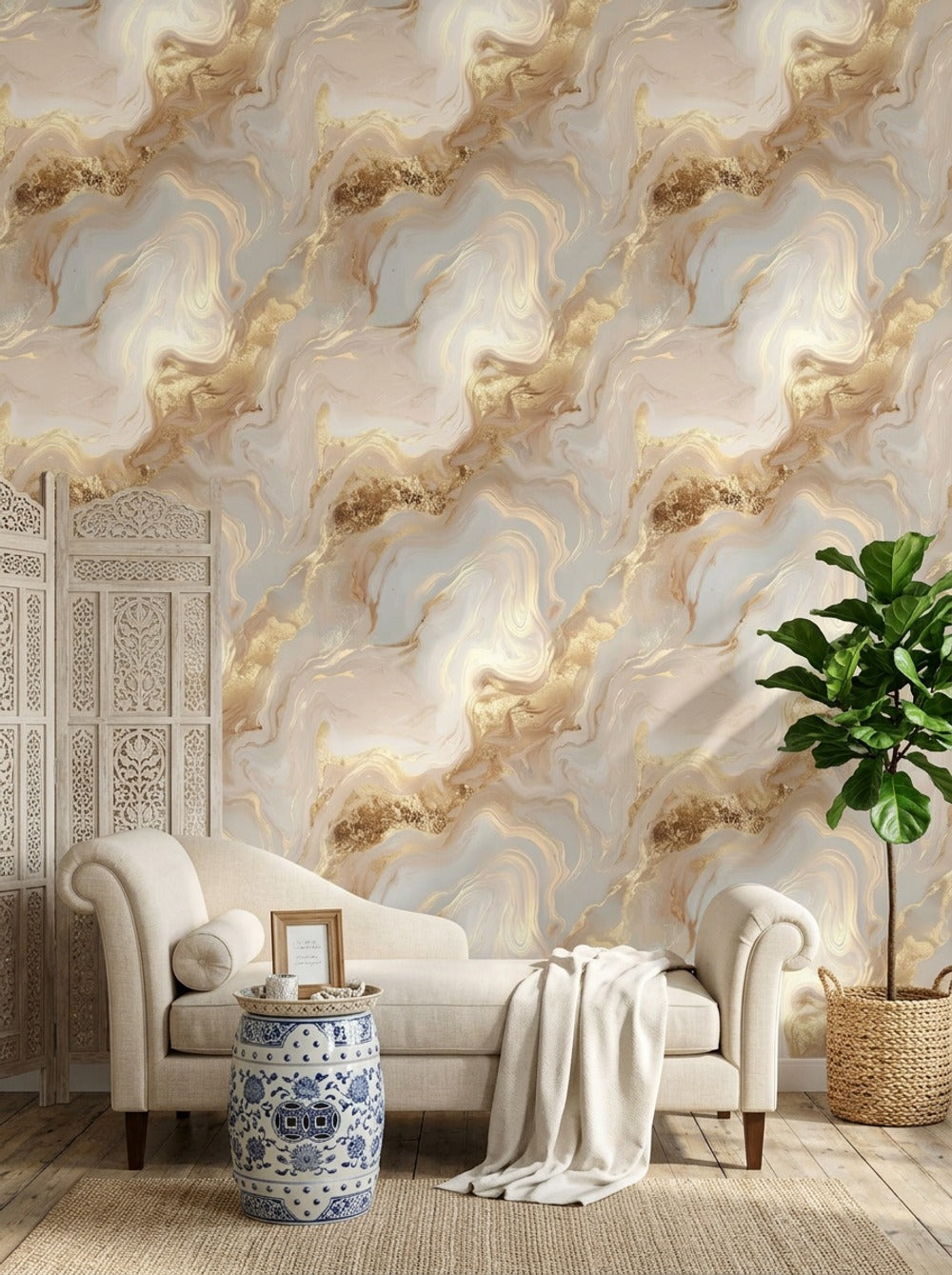 Marble Wallpaper Abstract Removable Gold Metallic Wall Decor