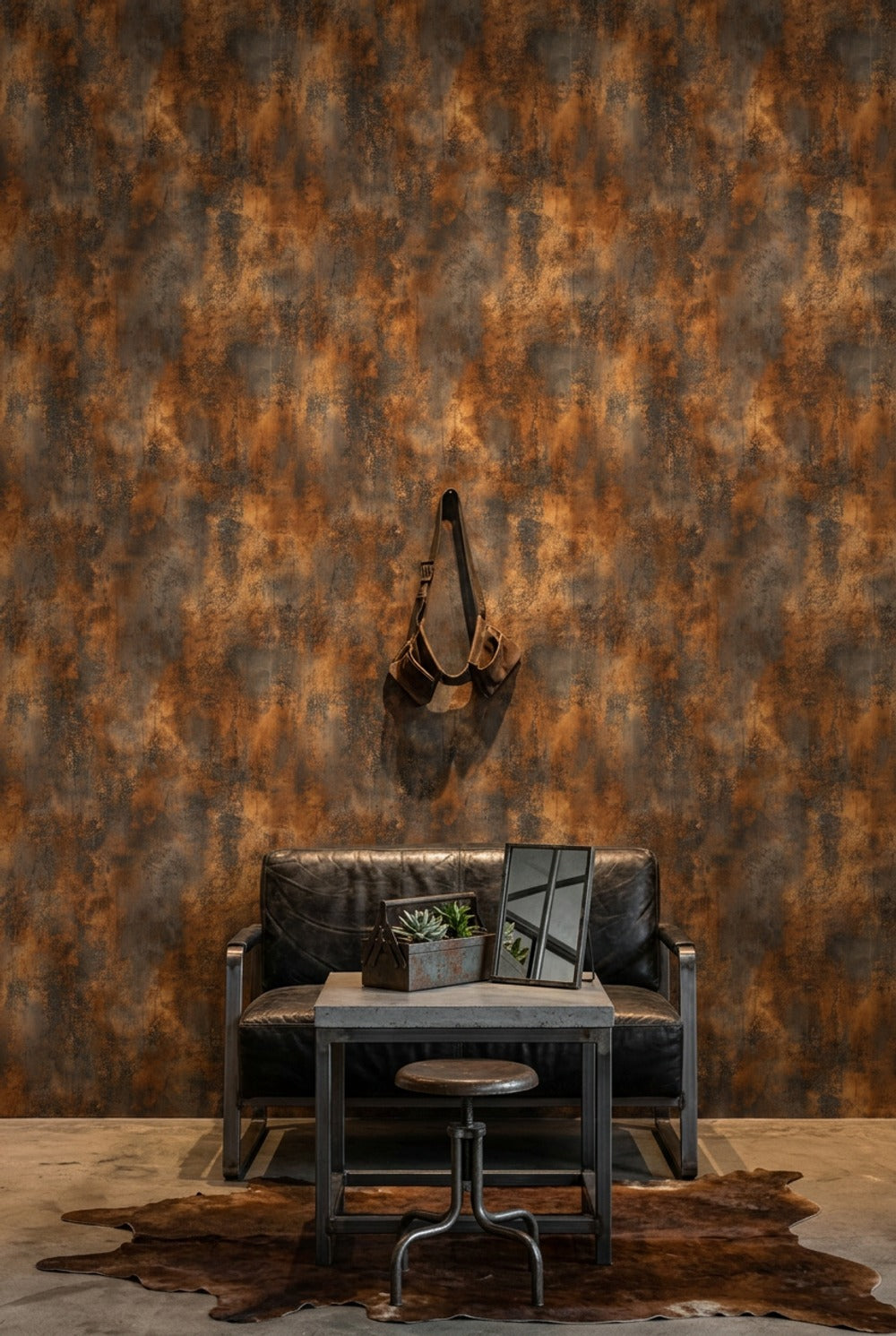 Weathered Metal Wallpaper Rust Removable Patina Wall Double Roll