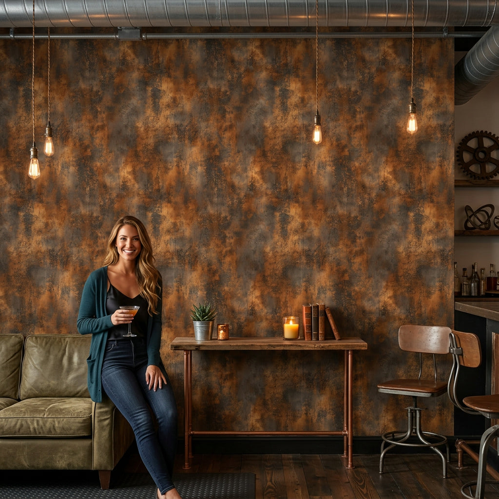 Weathered Metal Wallpaper Rust Removable Patina Wall Double Roll