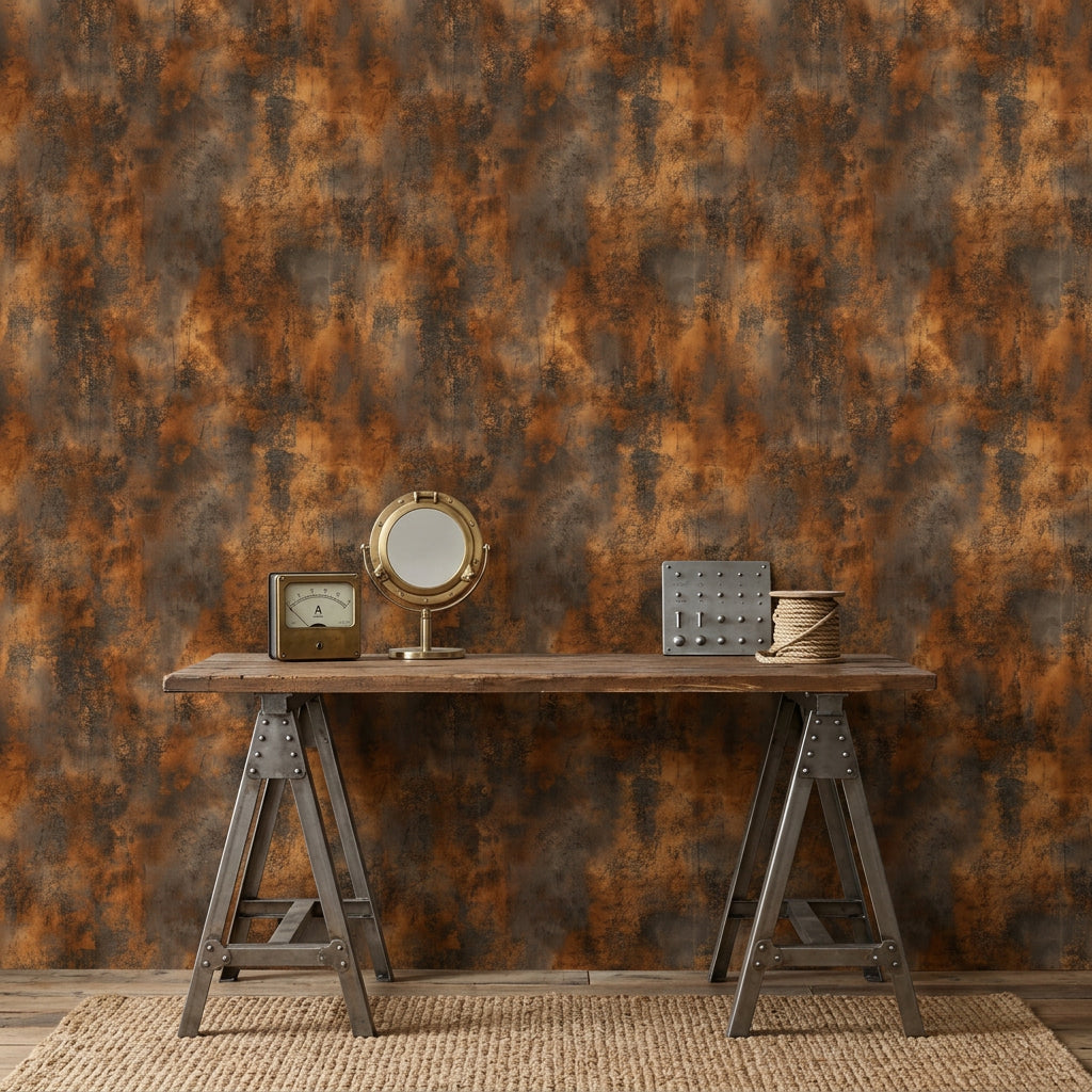 Weathered Metal Wallpaper Rust Removable Patina Wall Double Roll