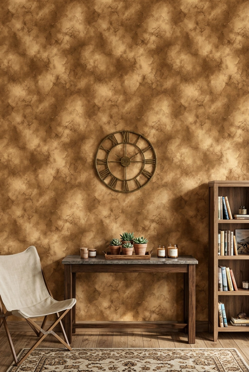 Marble Texture Wallpaper Stone Effect Warm Brown Decorative Mural