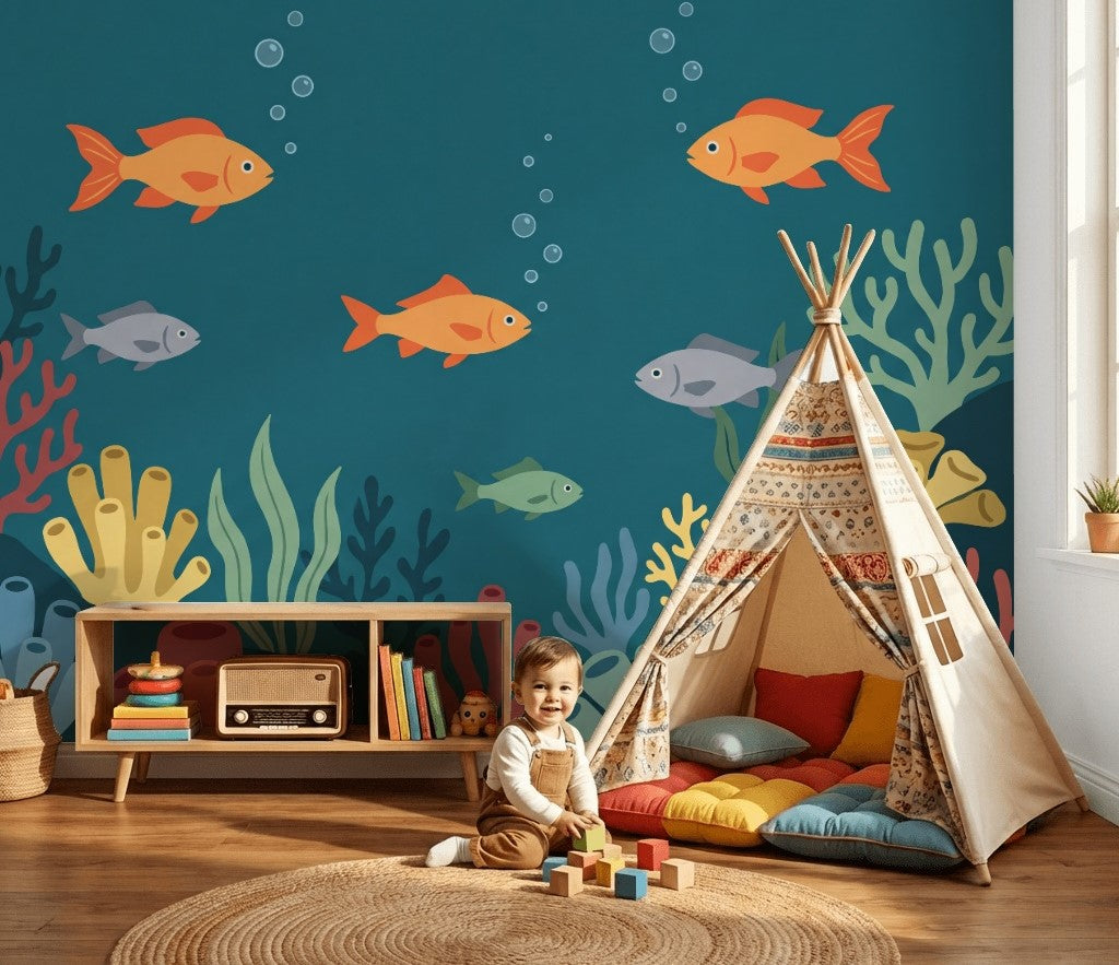 Underwater Wallpaper Ocean Fish Removable Wall Decor