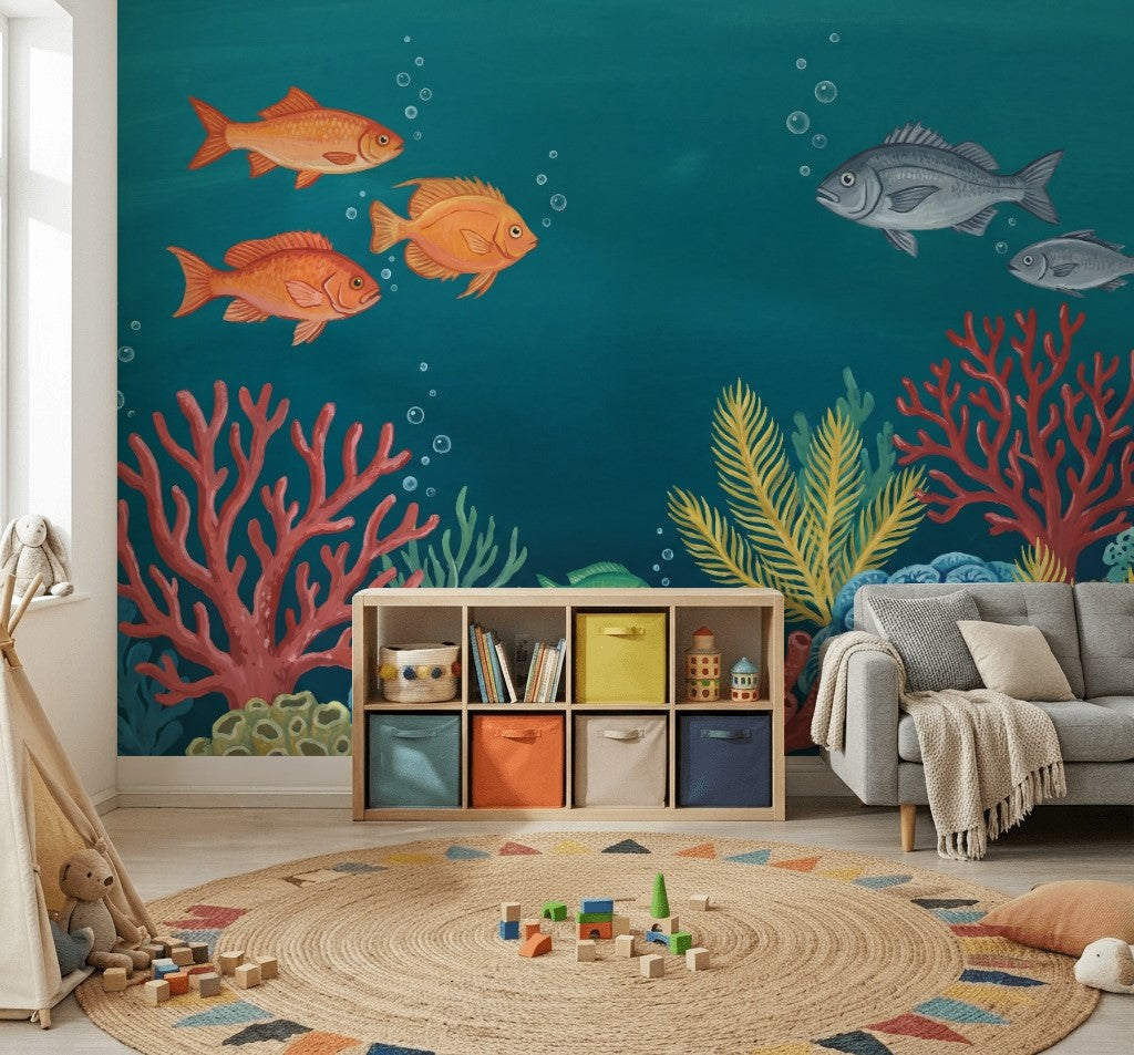 Coral Reef Wallpaper Underwater Removable Fish Wall Decor