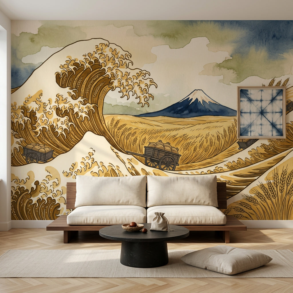 Mount Fuji Wallpaper Japanese Inspired Ocean Wave Wall Mural