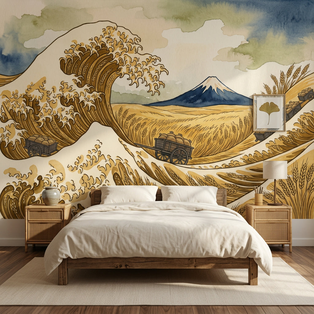 Mount Fuji Wallpaper Japanese Inspired Ocean Wave Wall Mural