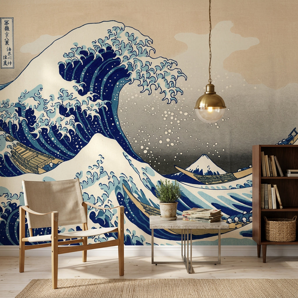 Great Wave Wallpaper Japanese Seascape Woodblock Print Removable Wall Decor