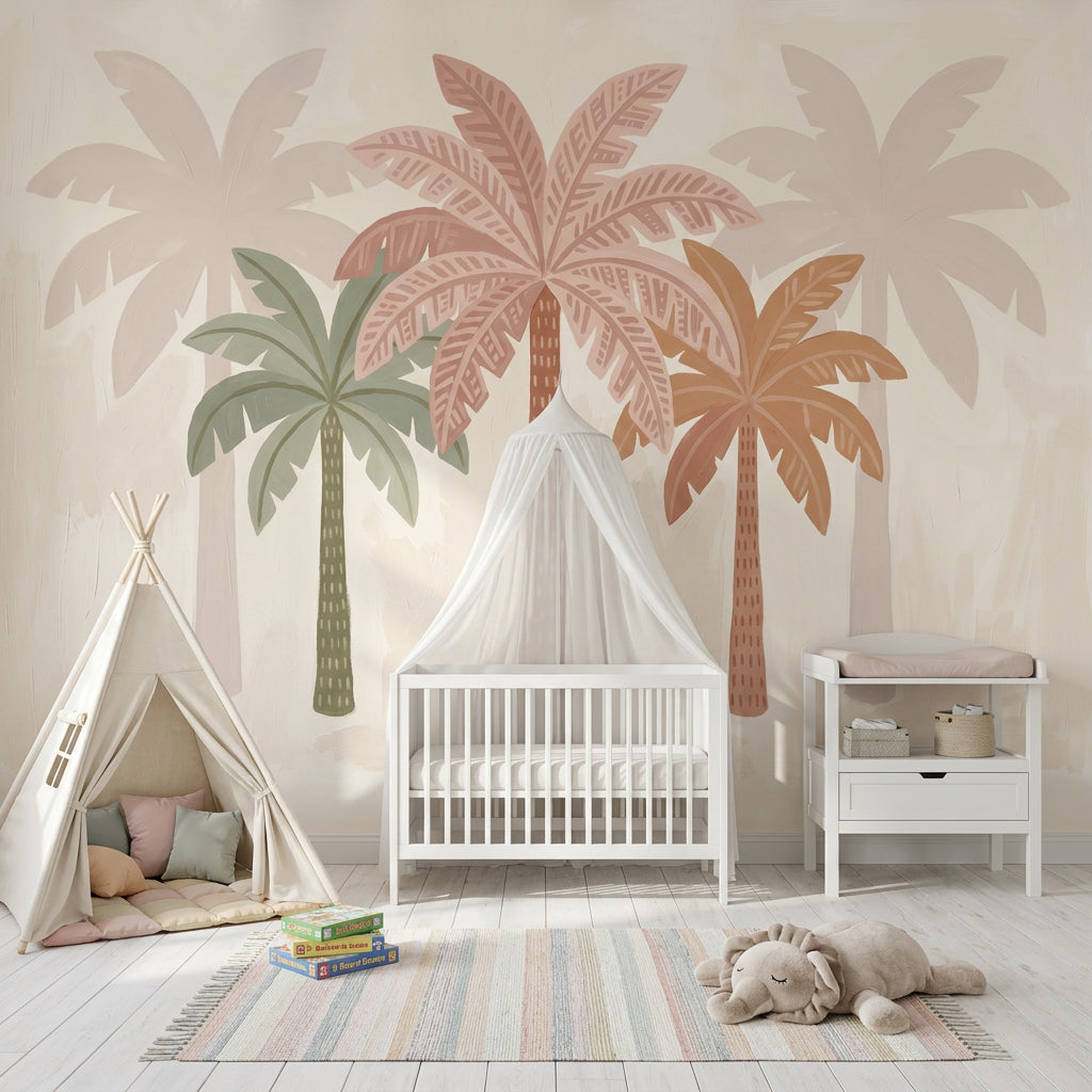 Palm Trees Wallpaper Pastel Tropical Wall Mural