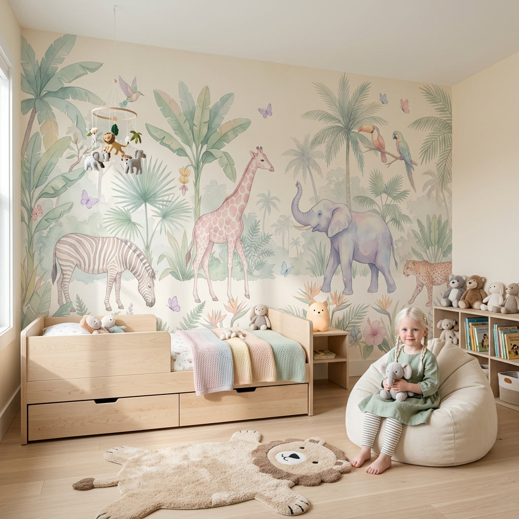 Pastel Butterflies Wallpaper Tropical Safari Wall Mural