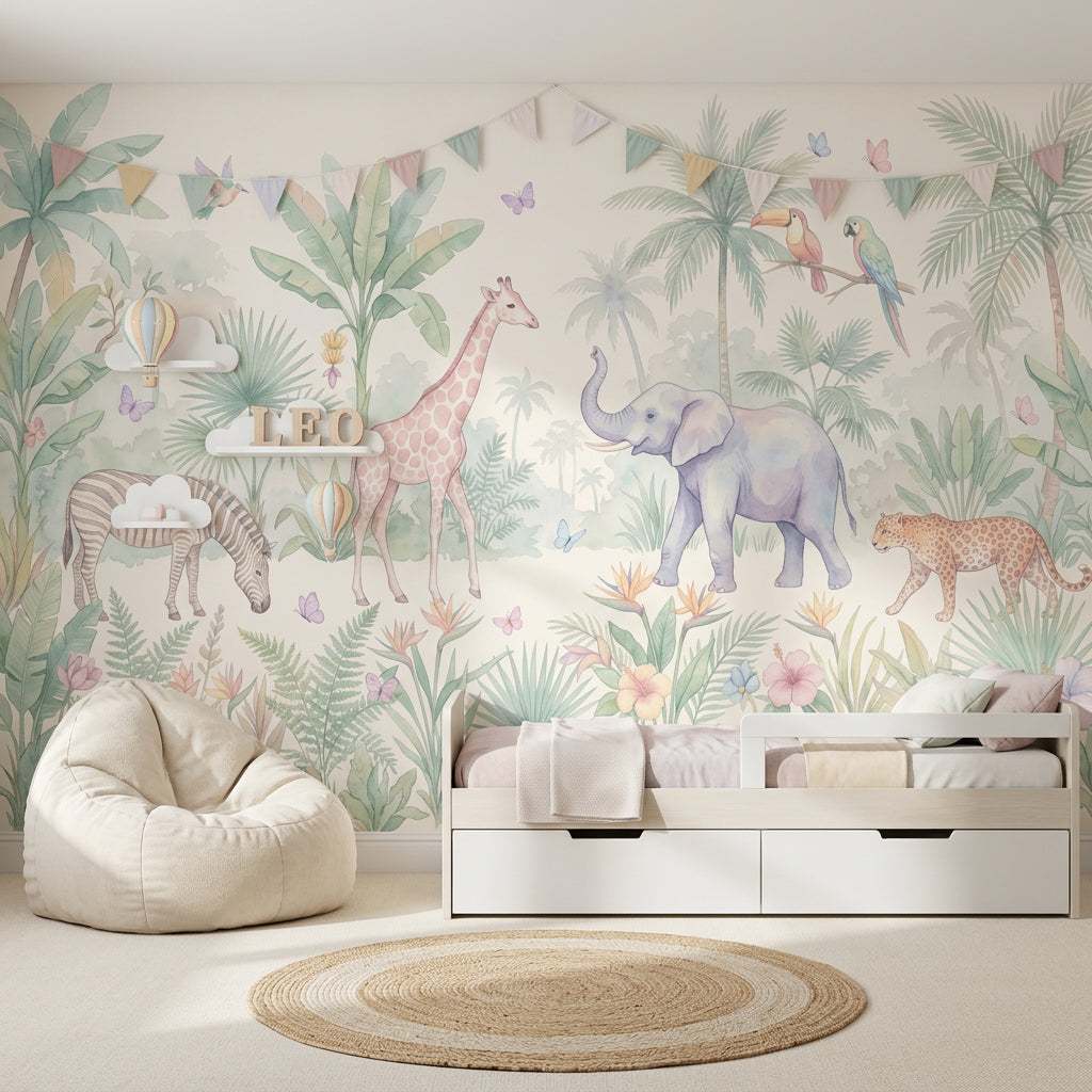 Pastel Butterflies Wallpaper Tropical Safari Wall Mural