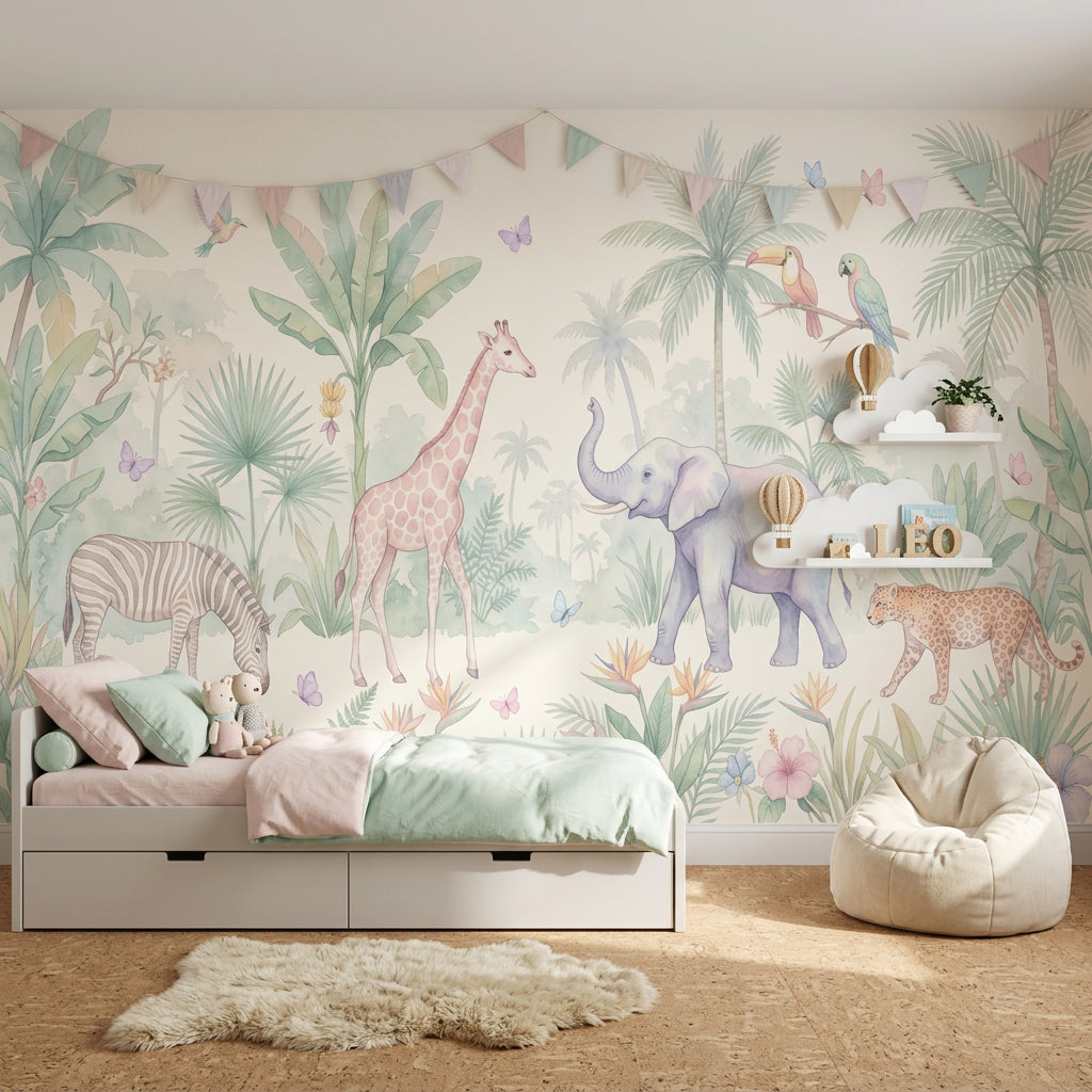 Pastel Butterflies Wallpaper Tropical Safari Wall Mural