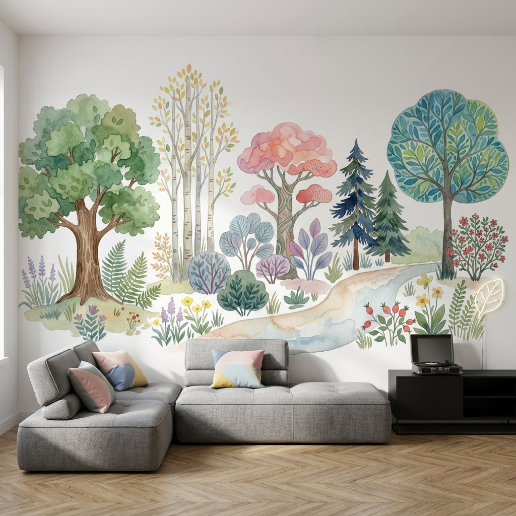 White Background Wallpaper Minimal Botanical Removable Wall Decor