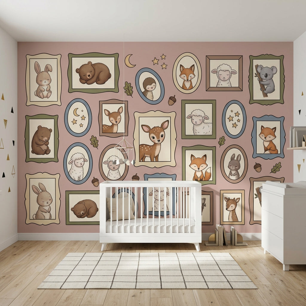 Nursery Wallpaper Woodland Animals Removable Gallery Frames Wall Decor