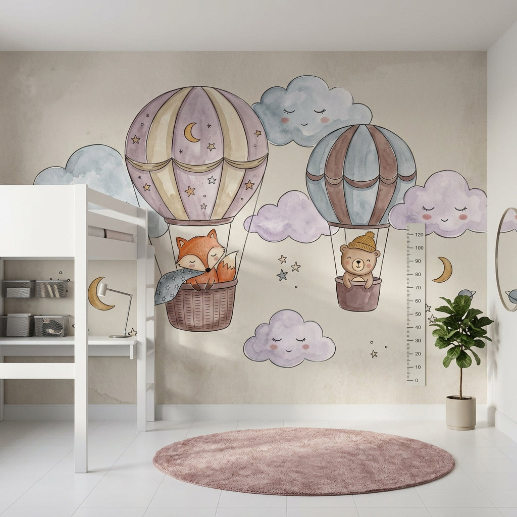 Nursery Wallpaper Hot Air Balloons Watercolor Wall Mural