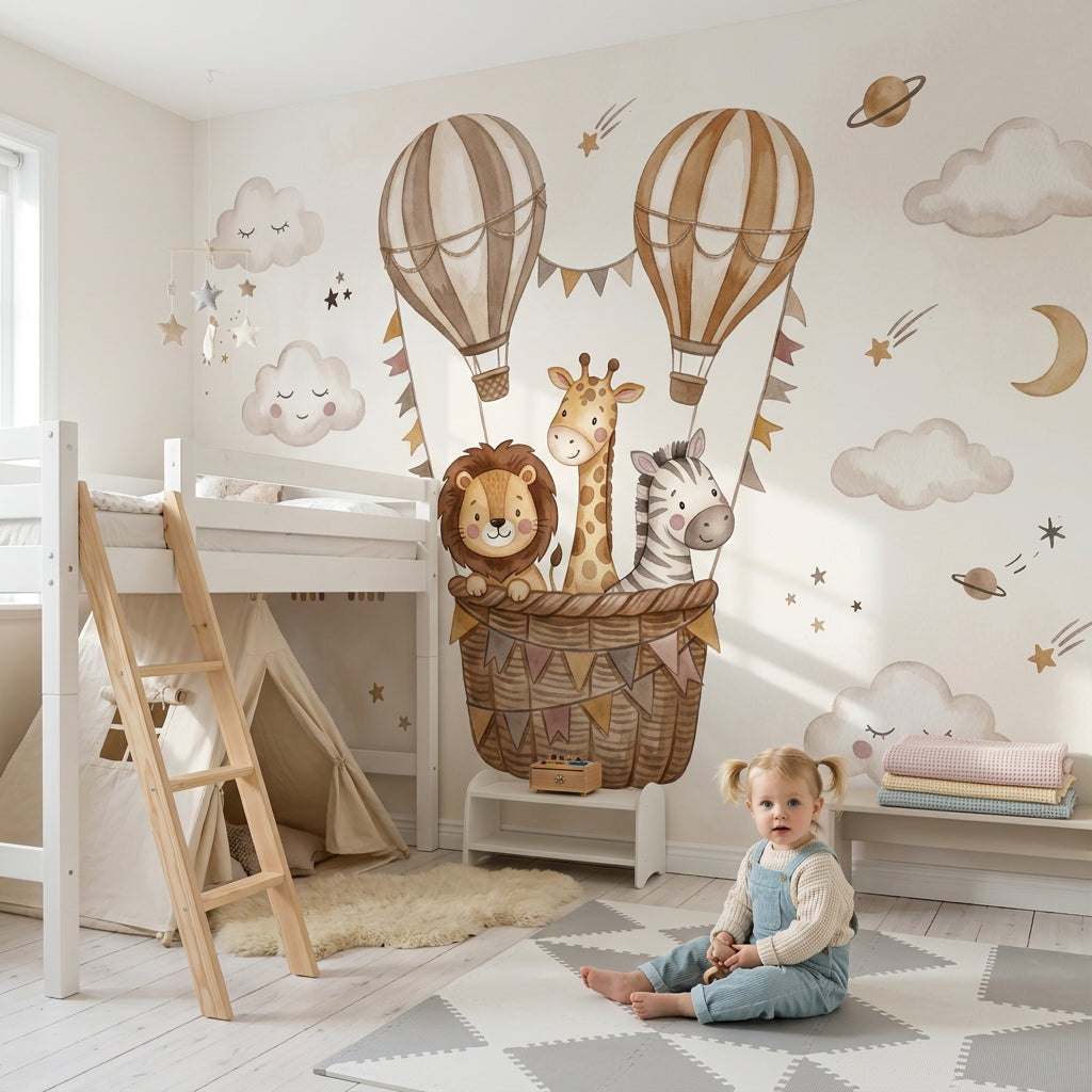 Hot Air Balloon Wallpaper Balloon Ride Removable Nursery Wall Decor